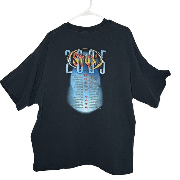 Styx 2005 World Tour Black Graphic T-Shirt 2XL Gildan Ultra Cotton Heavyweight - Picture 2 of 7